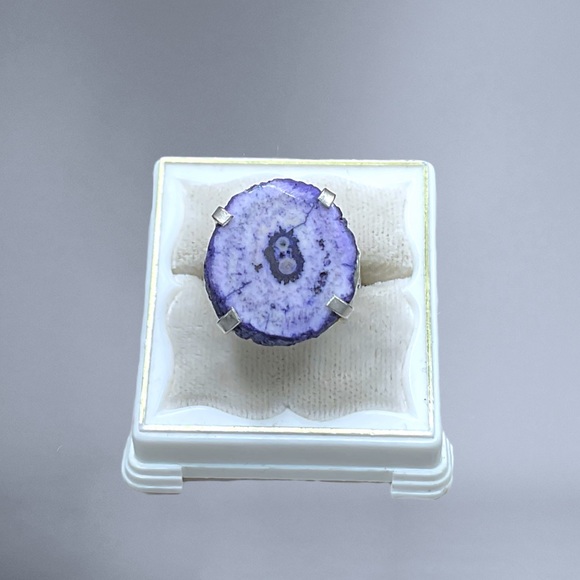🌺Unique Artisan Sterling Geode Ring - Picture 1 of 12